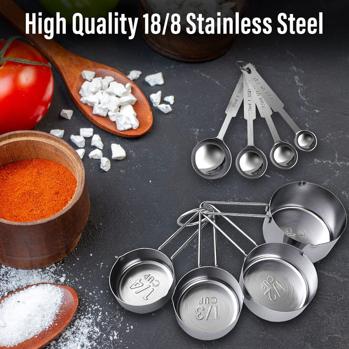 Measuring Cups and Spoons Set: Includes 4 stainless steel heavy weight —  CHIMIYA