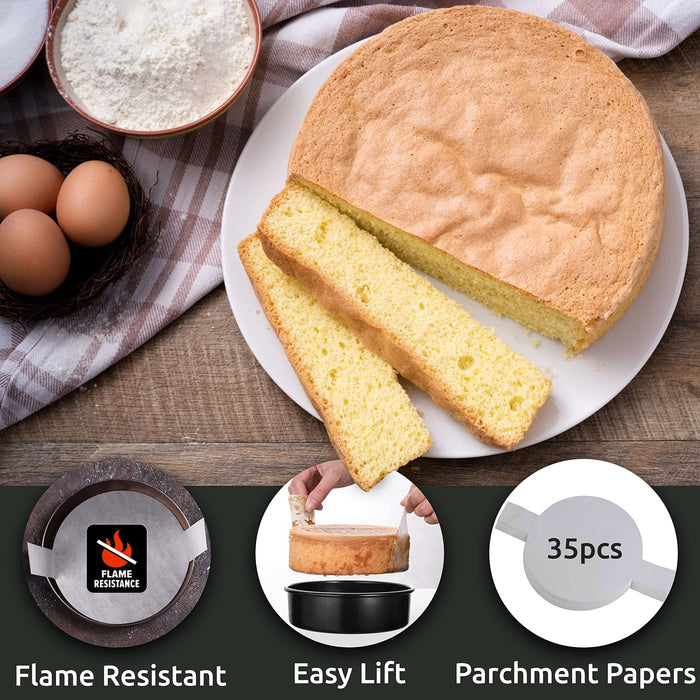 RFAQK 8 Inch Springform Cake Pan-Nonstick Baking Set with Removable  Bottom,Leakproof Cheesecake Pan with 50Pcs Parchment Papers,(E-Book  Included)