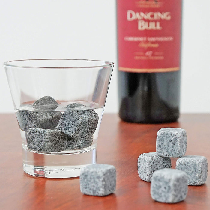 Granite Whiskey Stones Chilling Rocks Beverage Cooler Set of 9 W/Storage Bag