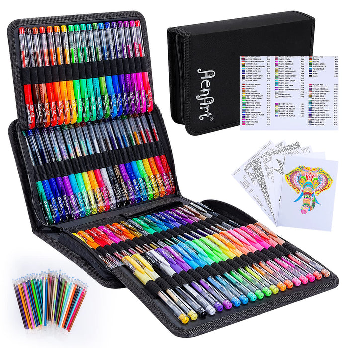 Gel Pens for Adult Coloring Books, 160 Pack Artist Colored Gel Pen with 40%  More Ink, Black Case. Perfect for Kids Drawing Doodle Crafts Journaling