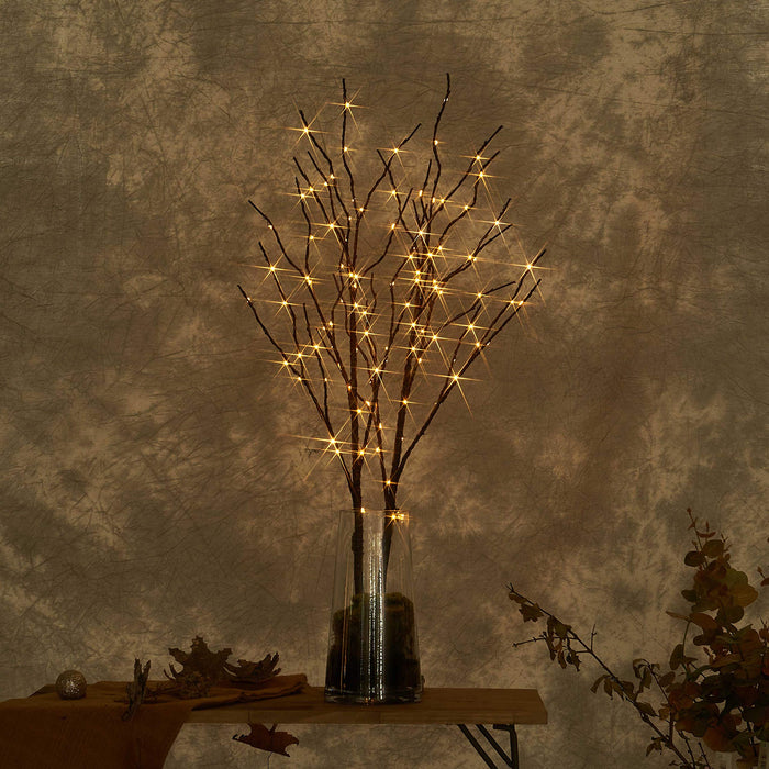 LITBLOOM Lighted Brown Willow Branches with Timer and Dimmer 2 Sets Tree  Branch with Warm White Lights for Holiday and Party Decoration 32IN 150 LED