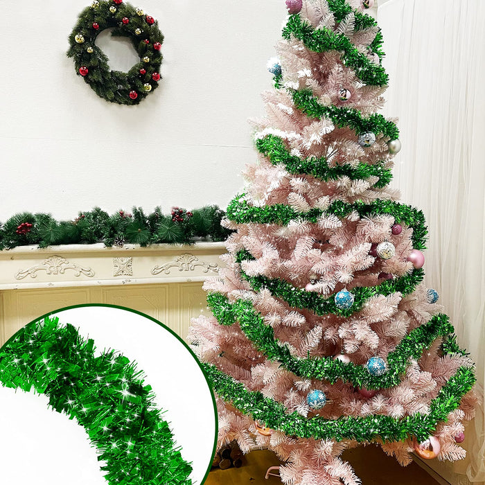  33Ft Christmas Tinsel White Garland Thick and Full