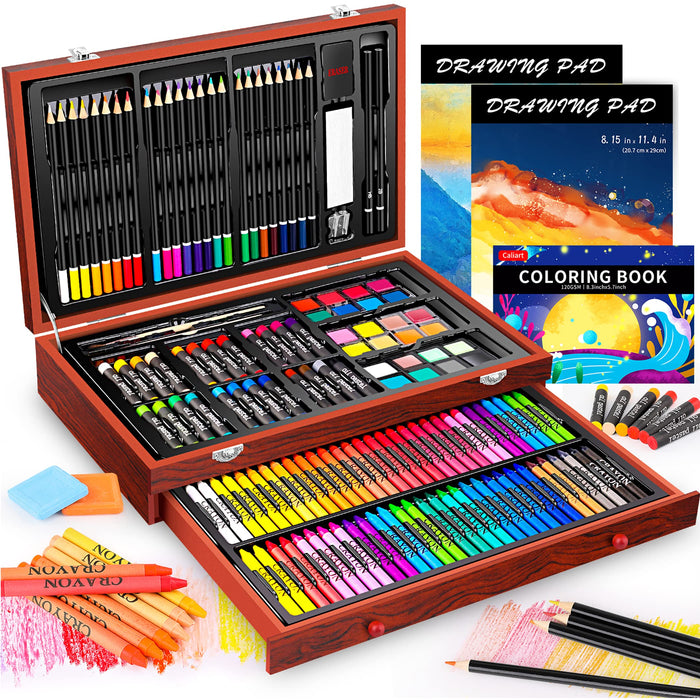 KINSPORY Art Gift for Kids, Art Supplies Case - 139 Piece Art Sets & Crafts  Kit with Sketch Pads, Deluxe Wooden Box for Artist Beginners Girls Boys