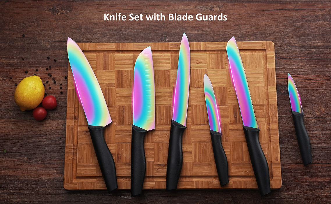  Knife Block Set, Marco Almond Knife Set Rainbow Color