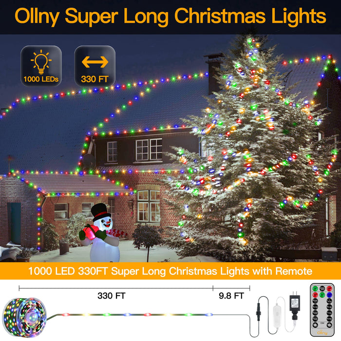 Christmas Lights 1000LED 330FT, 8/11 Modes, 3 Timers, Dimmable