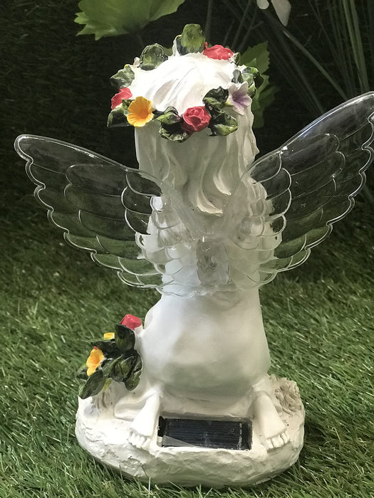 Kneeling Solar Angel Symbol of Hope - Praying Angel Watch Over Our Home - Durable and Long Lasting Solar Powered Angel Sculpture