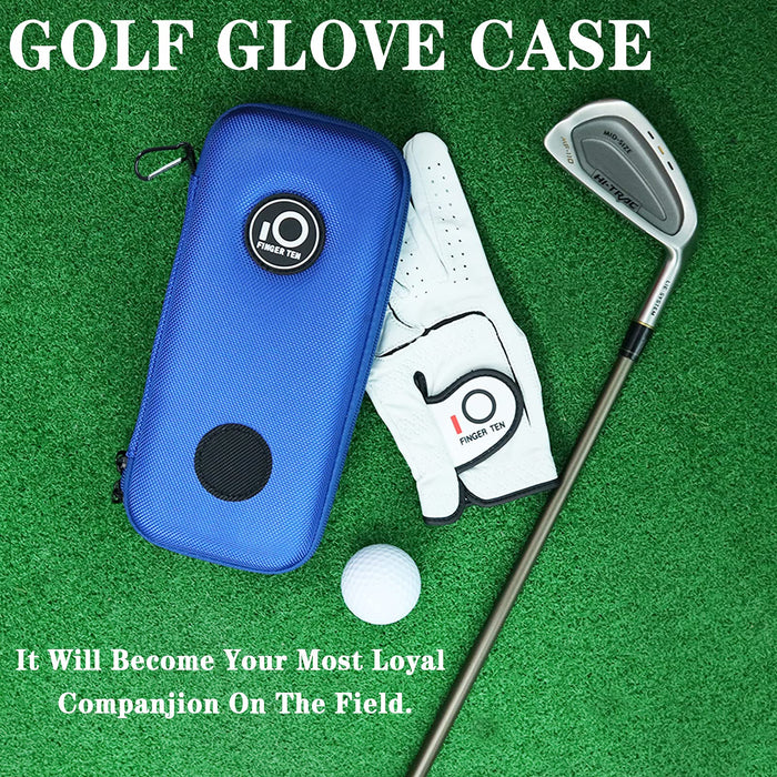 FINGER TEN Golf Glove Holder Case with Carabiner Gloves Storage Box Protect and Keep Glove Dry, Golf Accessories for Men Women Golfers  Black Blue