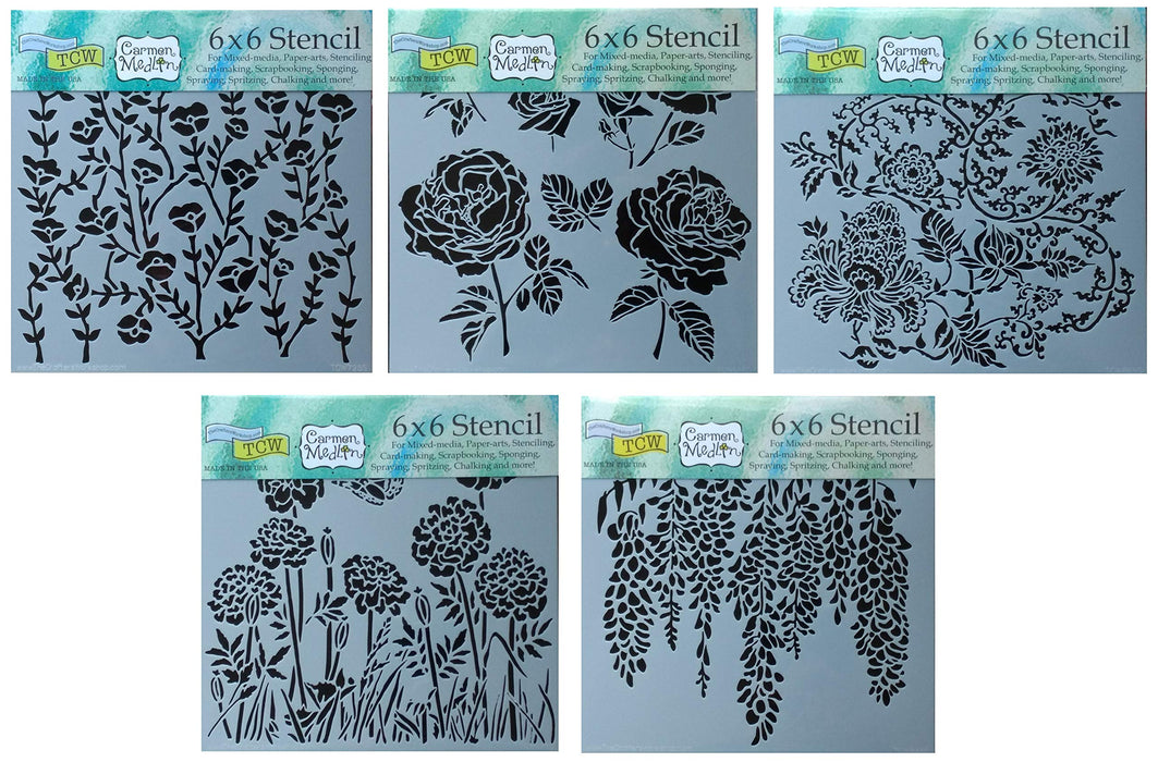  CRAFTERS WORKSHOP 4 Mixed Media Stencils Set, for Arts, Card  Making, Journaling, Scrapbooking, 6 inch x 6 inch Templates