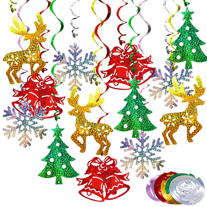 30pcs, Christmas Snowflake Hanging Swirl Decorations, Winter Party  Wonderland Xmas Holiday Supplies, Home Decor, Room Decor, Holiday Decor