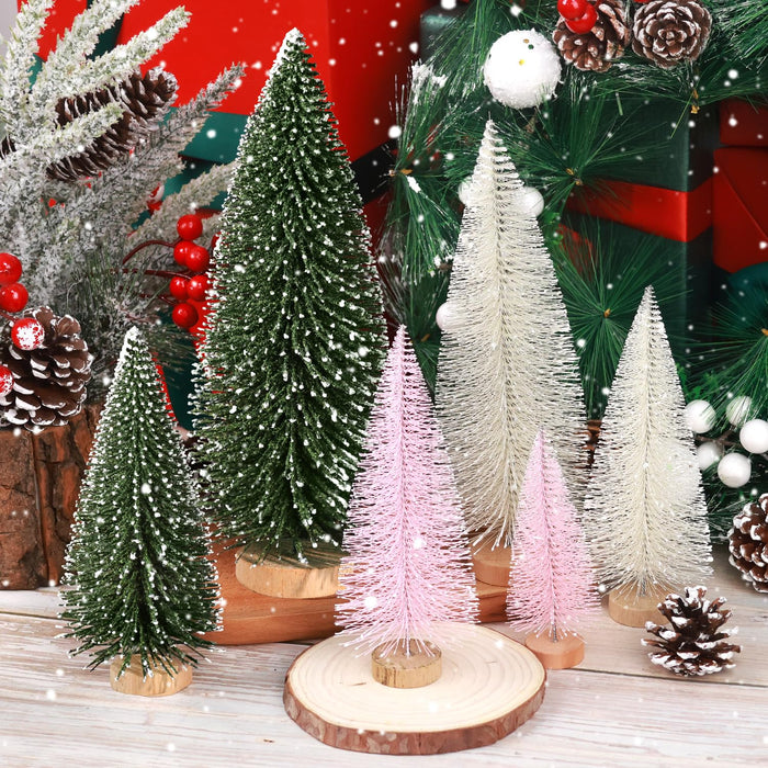 6pcs Mini Christmas Trees Christmas Decor, Artificial Christmas Mini Bottle  Brush Trees Tabletop, Christmas Decoration Trees with 4 Size Xmas Holiday