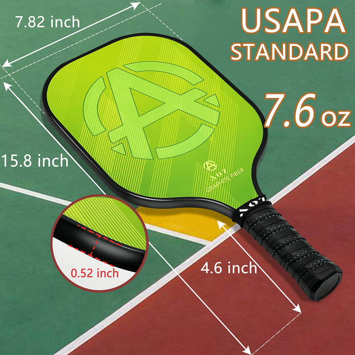 AOZINTL Pickleball Paddles Set of 4, Graphite Face Pickleball Paddles with Honeycomb Core and Premium Comfort Grip, Equipment with 6 Balls, Pickle-Ball Racquet with1 Portable Bag for Men and Women