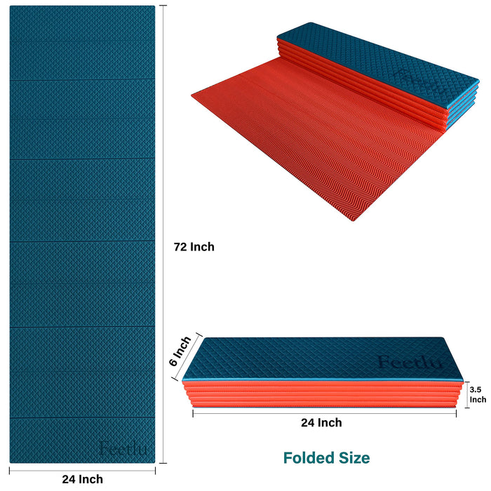 Feetlu Foldable Yoga Mat 6mm 8mm Thik Lightweight and Easy to for Travel AntiSlip Folding Exerise Mat for Yoga Pilates Home