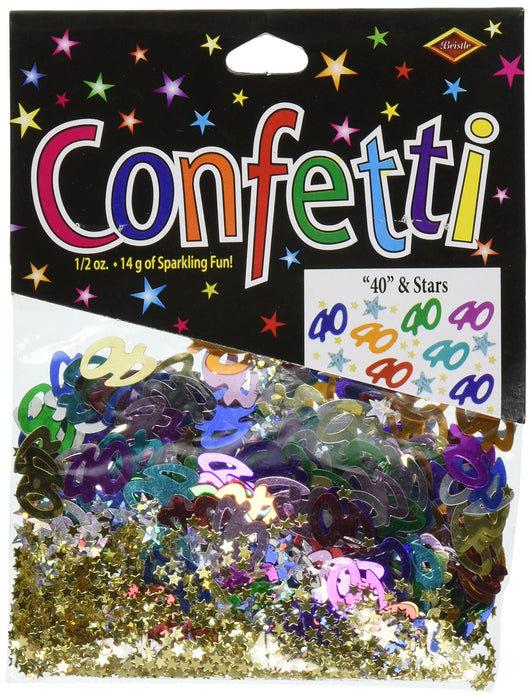 Beistle 40 & Stars Confetti Birthday Party Supplies, Tableware Decorations, 0.5 Ounces, Multicolored