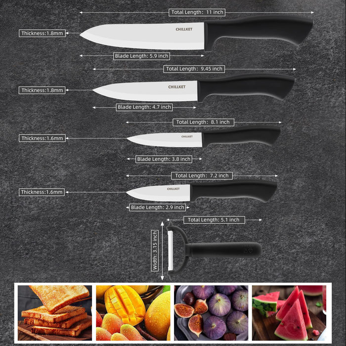 5-Pieces Ceramic Knife Set,Sharp Ceramic Knife with Block Stand,Steak —  CHIMIYA