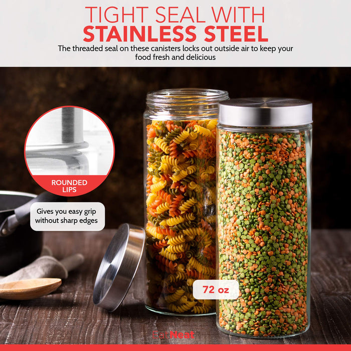  EatNeat 5-Piece Airtight Glass Kitchen Canisters with