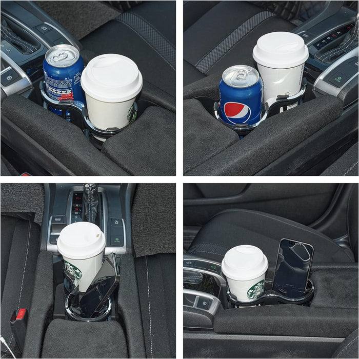 2 in 1 Car Cup Holder Extender Double Car Drink Holder Expander Adapter with Adjustable Base Vehicle-Mounted Dual Bottle Holder