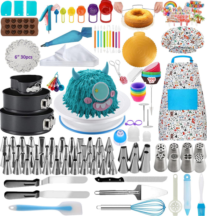 Amazon.com: Cake Decorating Supplies 471pcs, Baking Tools Set for Cakes，Cake  Turntable, Piping Icing Tips for Beginners or Professional: Home & Kitchen