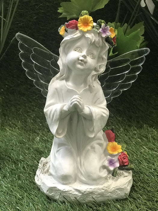 Kneeling Solar Angel Symbol of Hope - Praying Angel Watch Over Our Home - Durable and Long Lasting Solar Powered Angel Sculpture