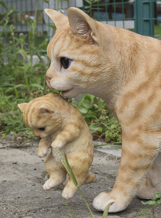 Hi-Line  87757-N Mother Cat Carrying Kitten-Orange Tabby