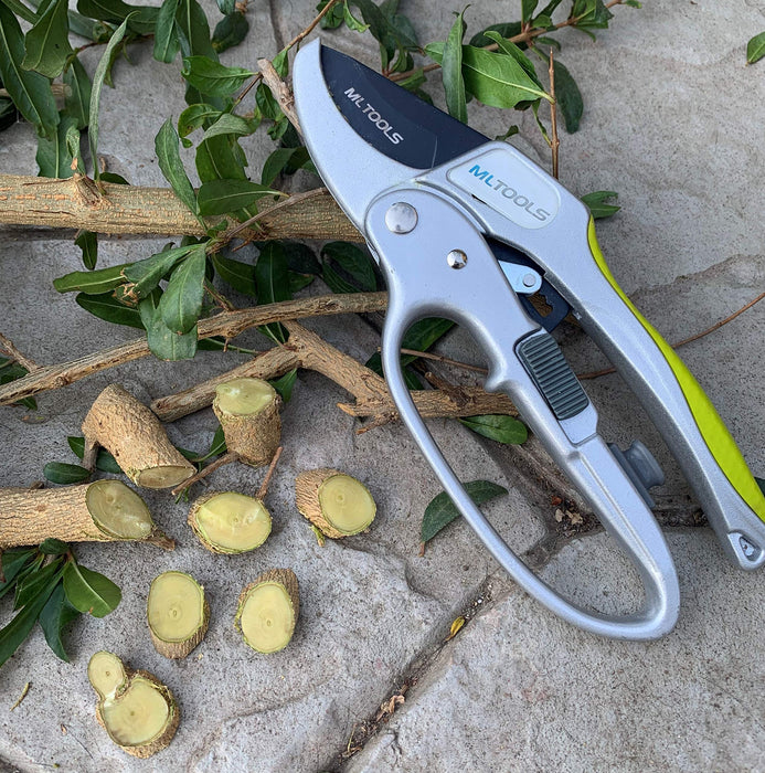 Garden Guru Ratchet Hand Pruning Shears - Professional Garden Clippers with  Ergonomic Grip - Makes Tough Cuts Easy 