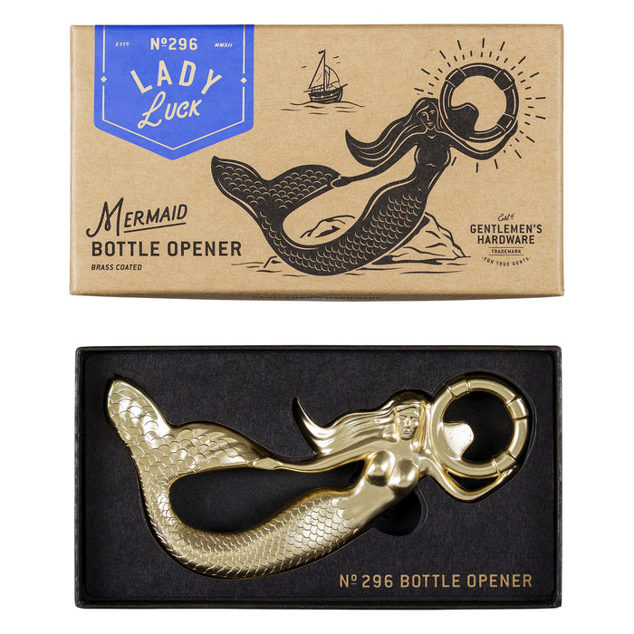 Gentlemen's Hardware AGEN296 Novelty Mermaid Brass Coated Alloy Bottle Opener, One Size