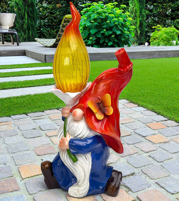Daisy & Olive  Garden Gnome , Solar Large Gnomes, Outdoor Decorations —  CHIMIYA