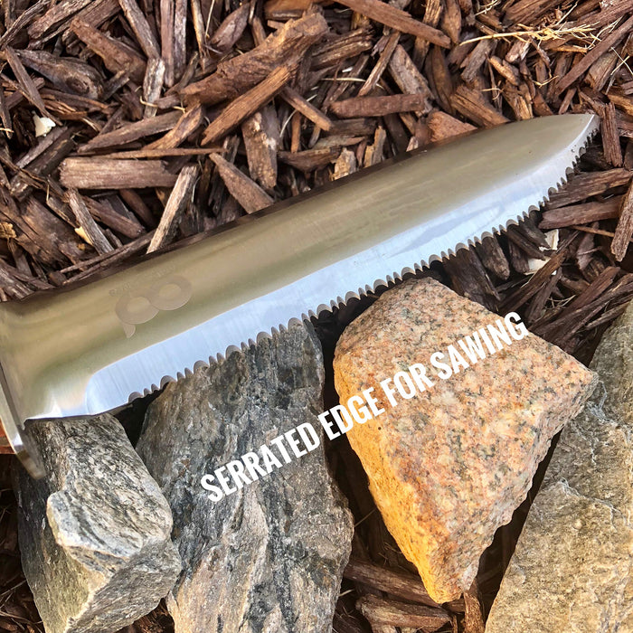 Amdokan88 Hori Hori Gardening, Digging Knife, Full Tang Hardwood Handle with Leather Sheath, Whetstone & Sharpening Rod